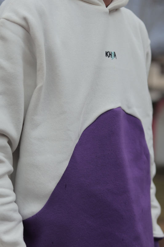 White & Purple Color Hoodie | Cozy Winter Streetwear